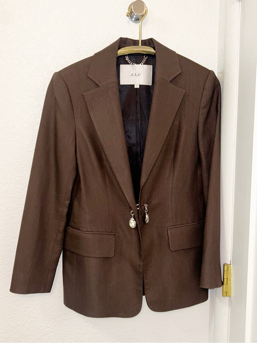 NwoT A.L.C. The Mel Blazer in Dark Carob Brown Silver Iridescent Hardware SZ: 2